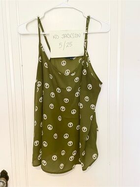ModCloth Olive Green Peace Sign Camisole
